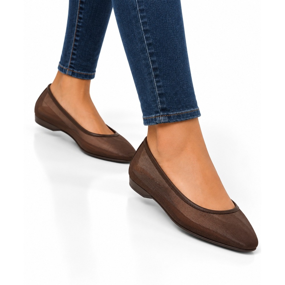 A New Day Mel Ballet Flats Womens 9.5 Chocolate Brown Mesh Memory Foam Round Toe